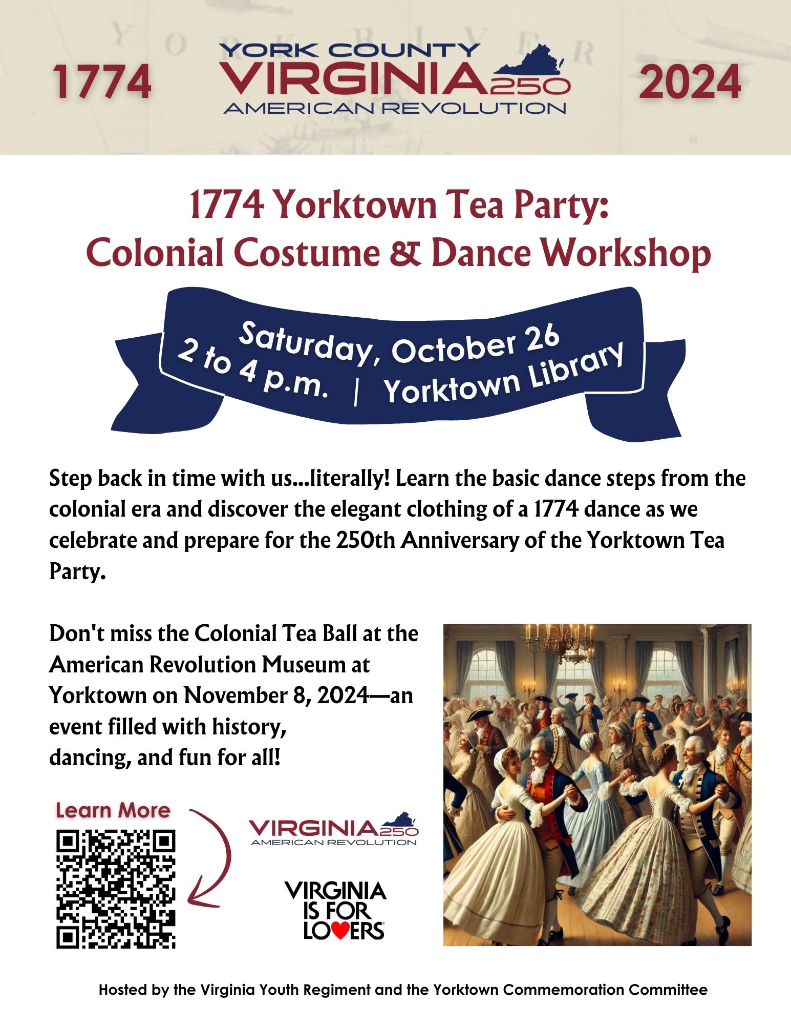 1774 Yorktown Tea Party: Colonial Costume & Dance Workshop